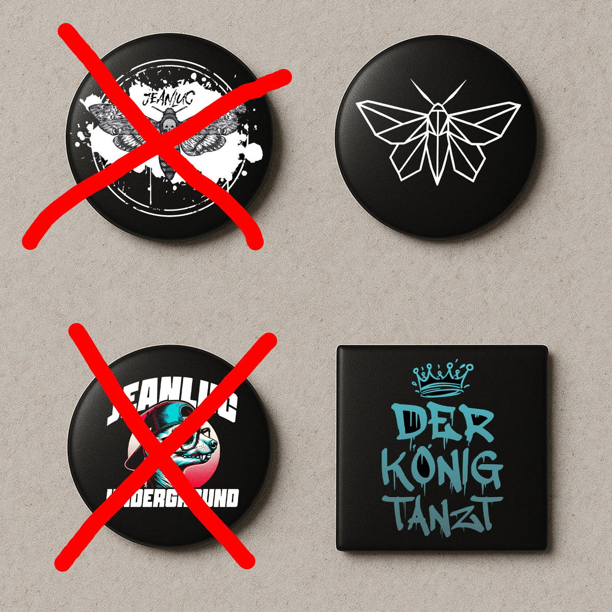 Button in vier Designs
