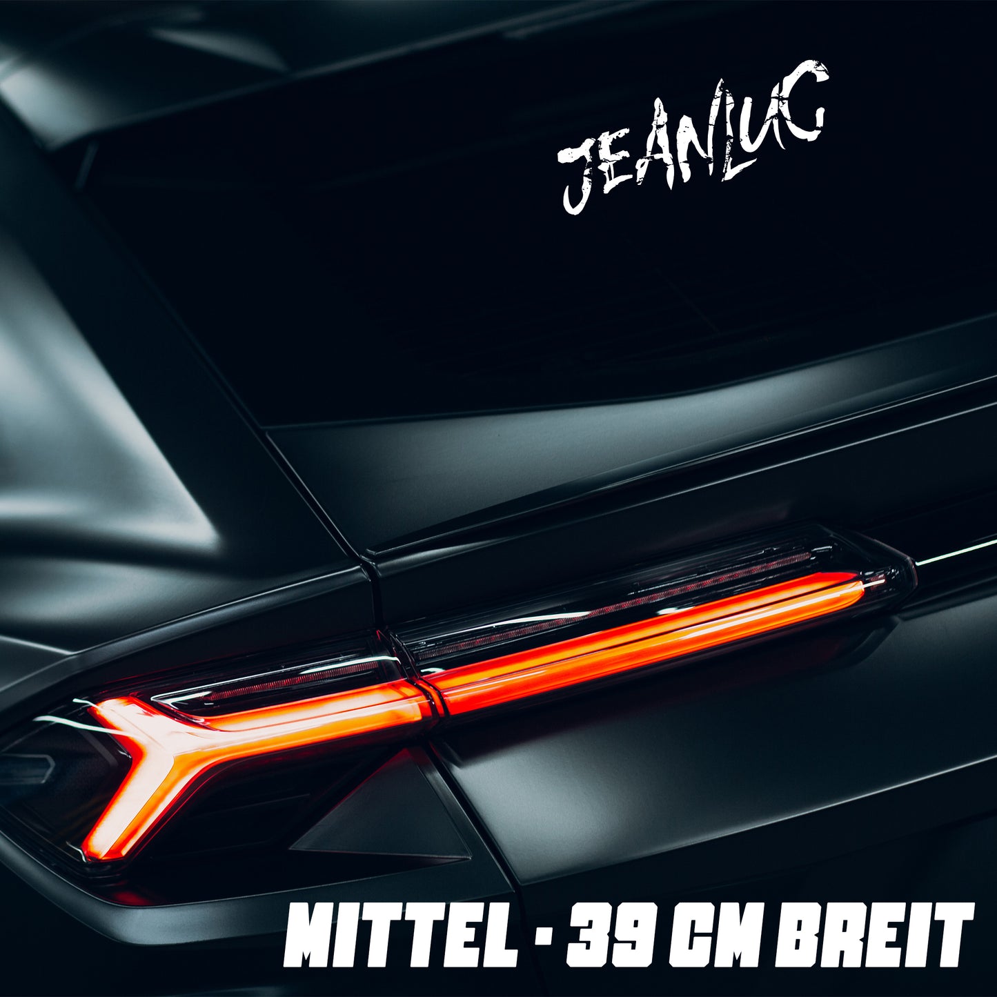 "JEANLUC" Autoaufkleber in 3 Größen (schwarz und weiß)