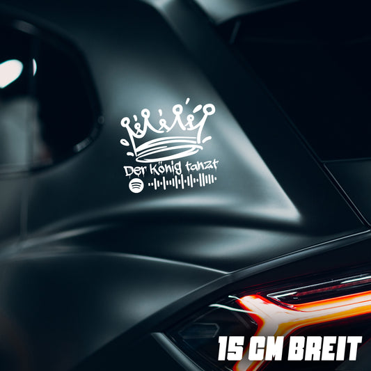 "Der König tanzt" Autoaufkleber (schwarz und weiß)