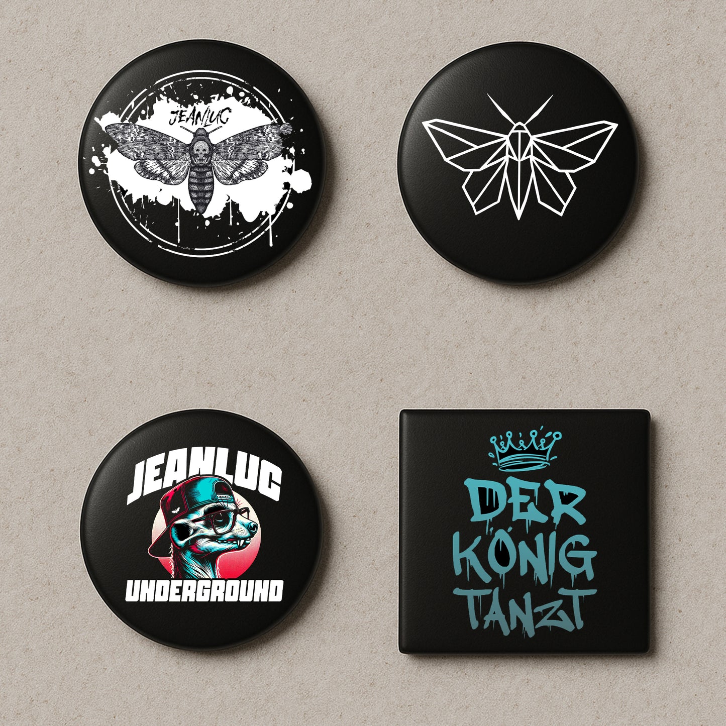 Button in vier Designs