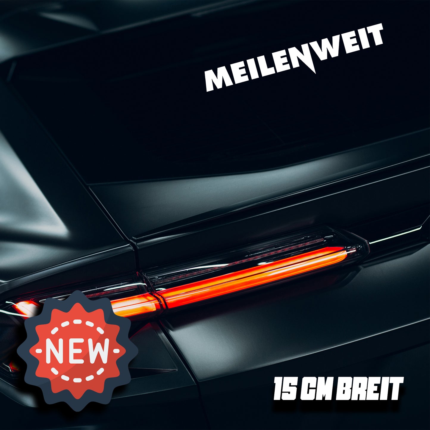 "Meilenweit" Autoaufkleber (schwarz und weiß)