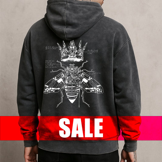 "Metal Motte" Acid Washed Oversized Hoodie