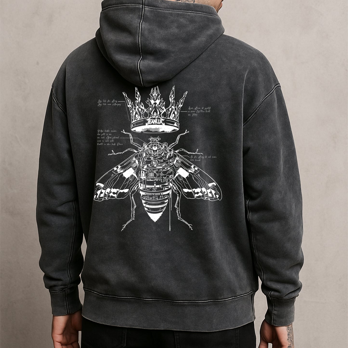 "Metal Motte" Acid Washed Oversized Hoodie
