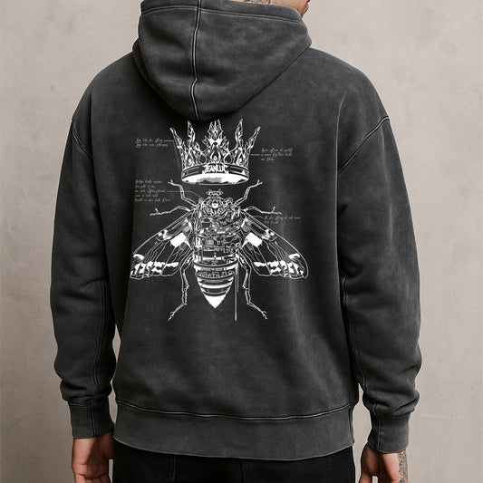 "Metal Motte" Acid Washed Oversized Hoodie