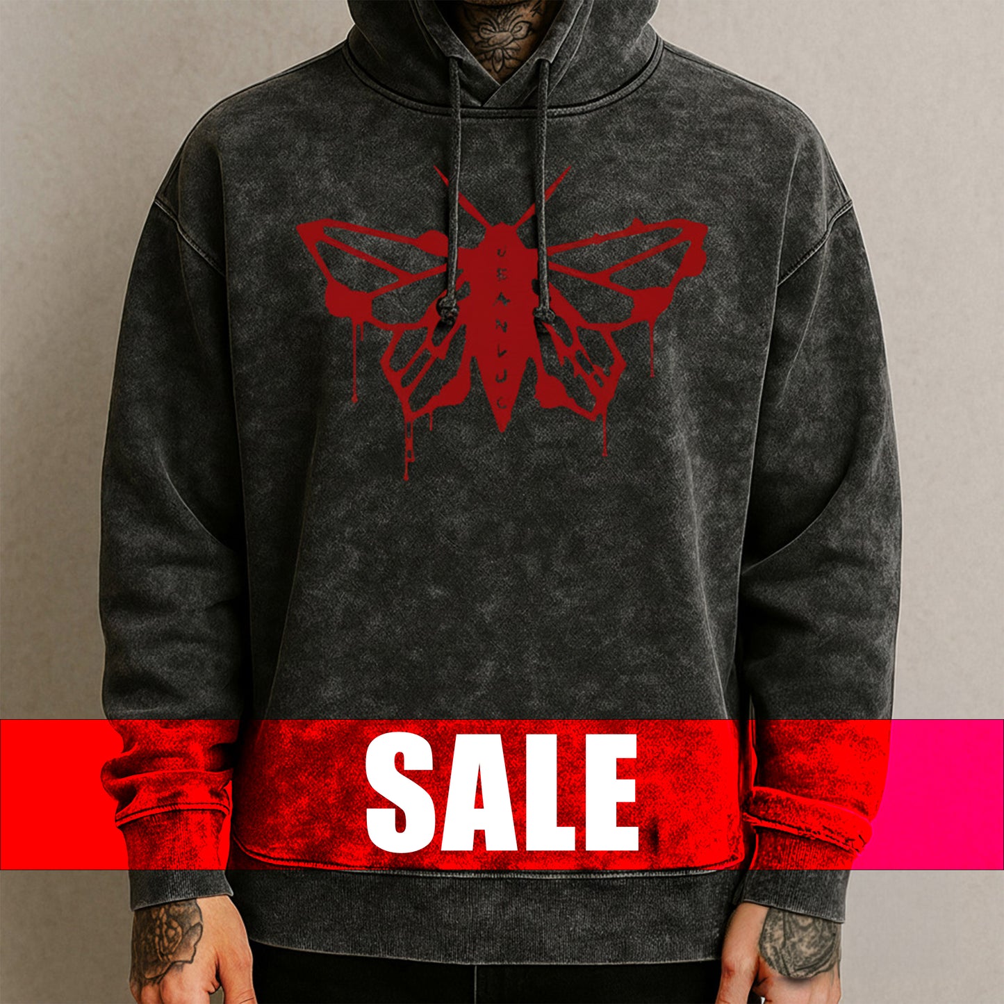 "Spray Motte" Acid Washed Oversized Hoodie