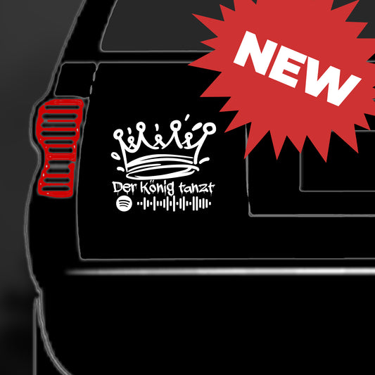 "Der König tanzt" Autoaufkleber (schwarz und weiß)