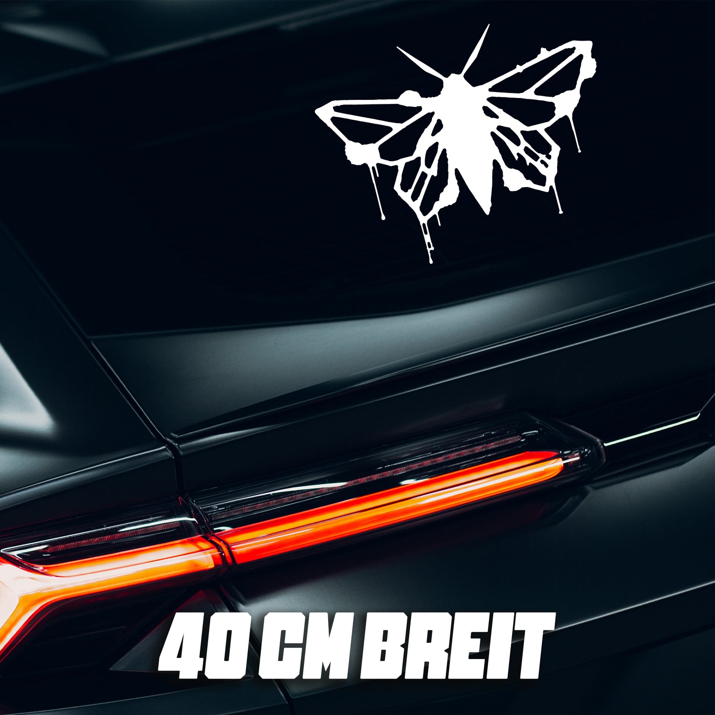 "Spray Motte" Autoaufkleber  (schwarz und weiß)
